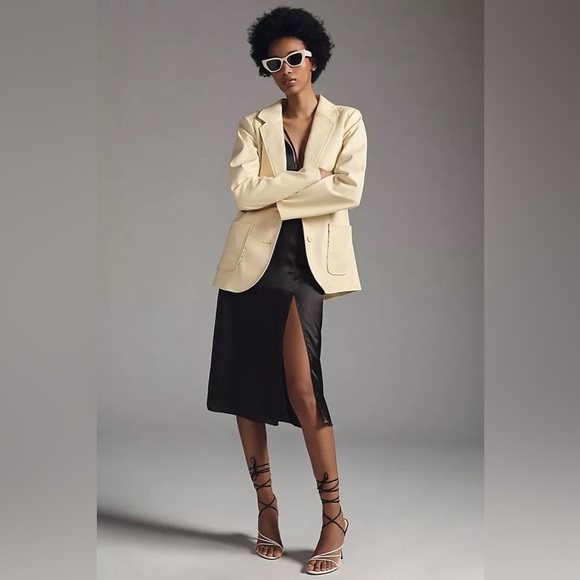 NWT By Anthropologie Faux Leather Blazer - Picture 1 of 6